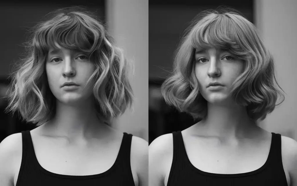 wavy hair with bangs