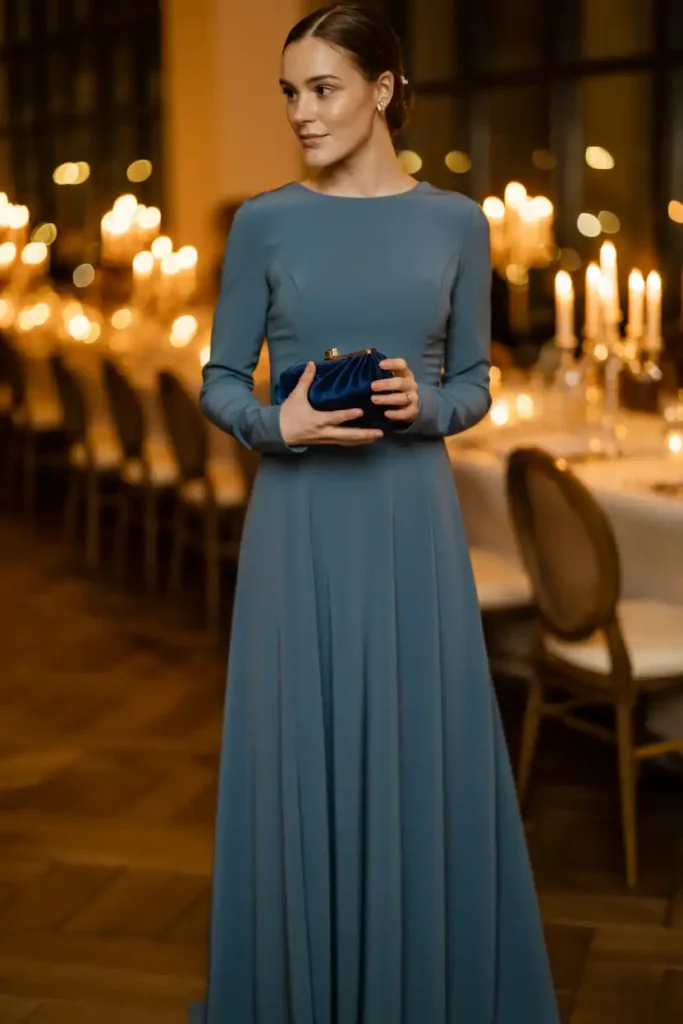 A Navy Blue Dress for a Winter Wedding