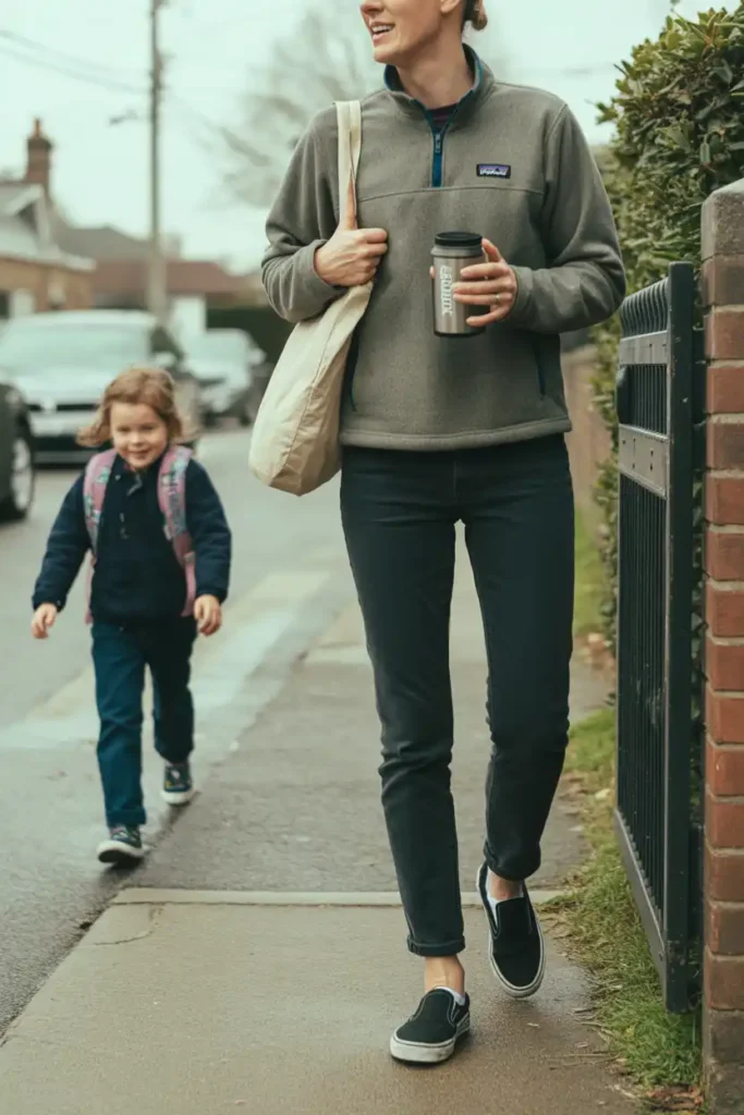 A Patagonia Fleece Outfit for the School Run and the Rush