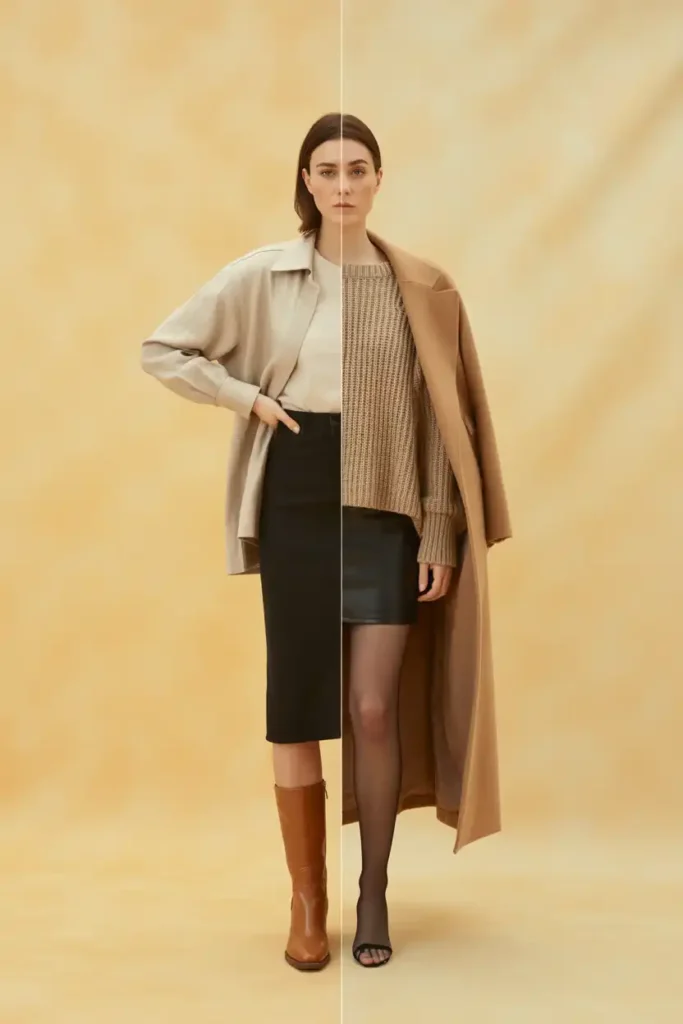 A Tall Black Boots Outfit That Transitions Season to Season