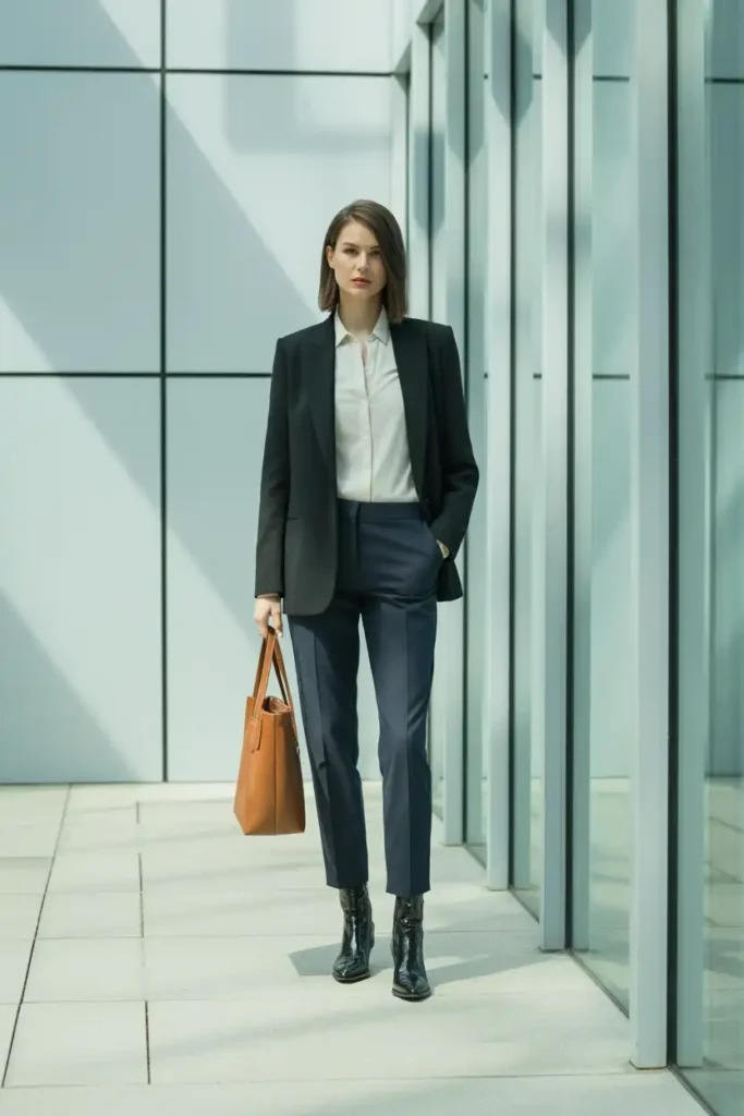 A Tall Black Boots Outfit That Works at the Office