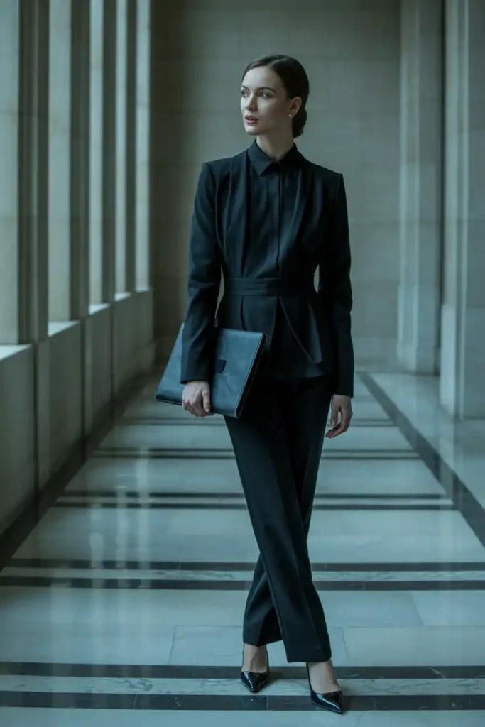 All-Black for a Courtroom-Ready Look