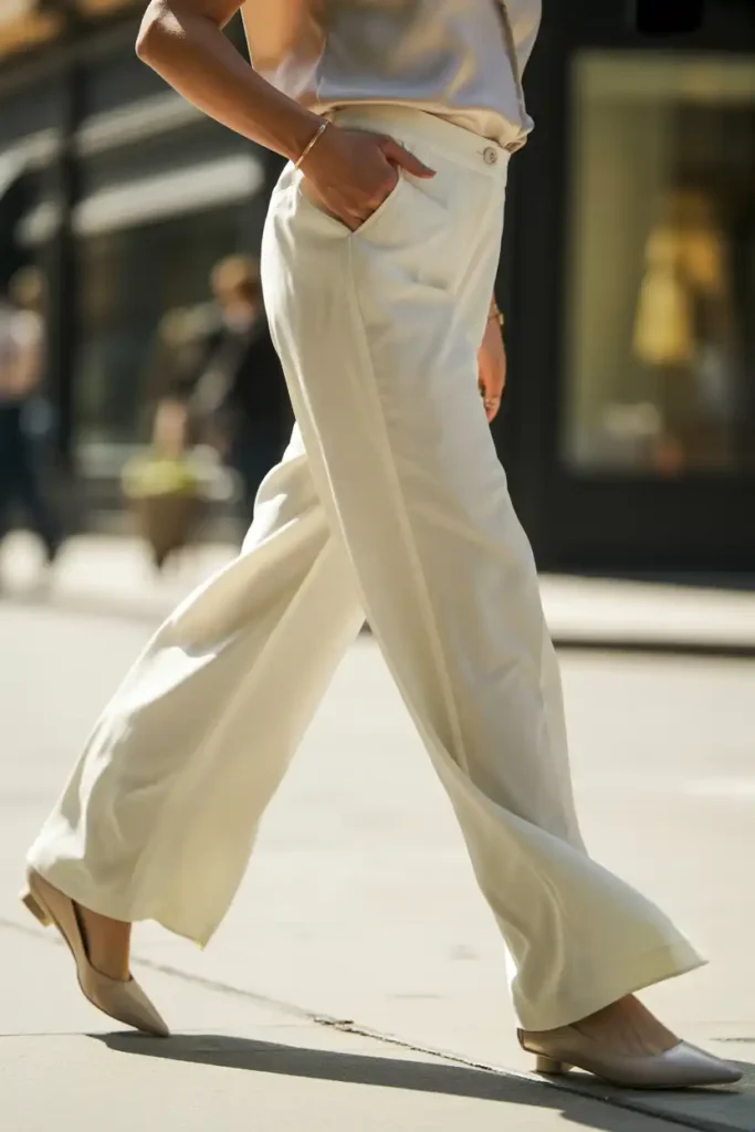 Cream wide leg trousers: the pant that works every day of the week