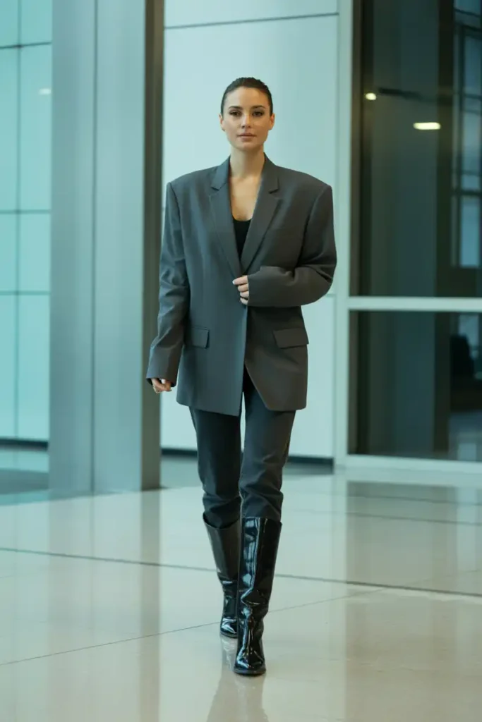 Oversized Blazer And Boots From Office to Dinner