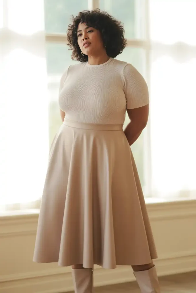 Plus Size Skirts And Boots That Balance Your Frame