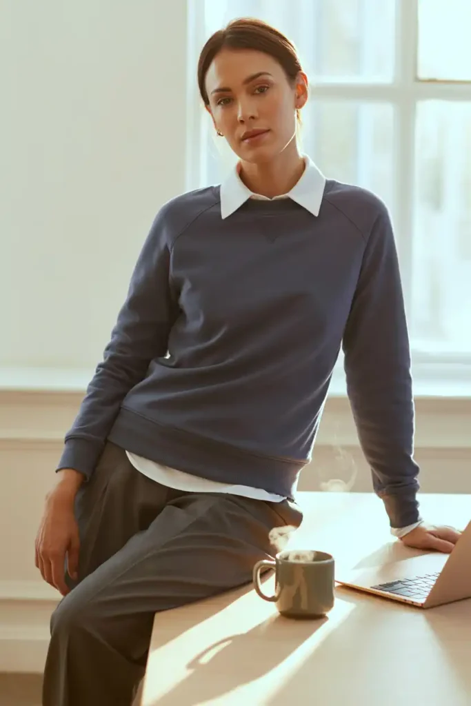 The Crewneck Sweatshirt Outfit for Cooler Office Days