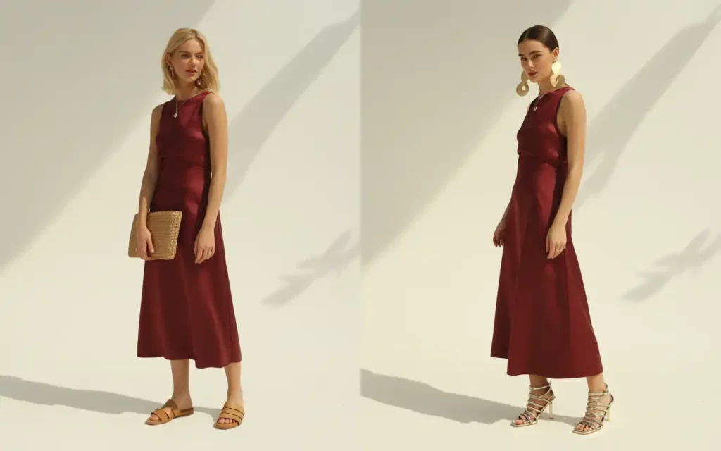 burgundy dress