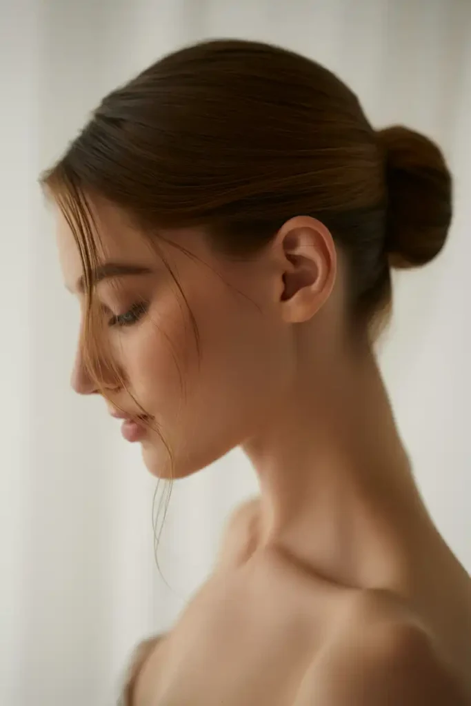A Sleek Bun That Flatters a Round Face