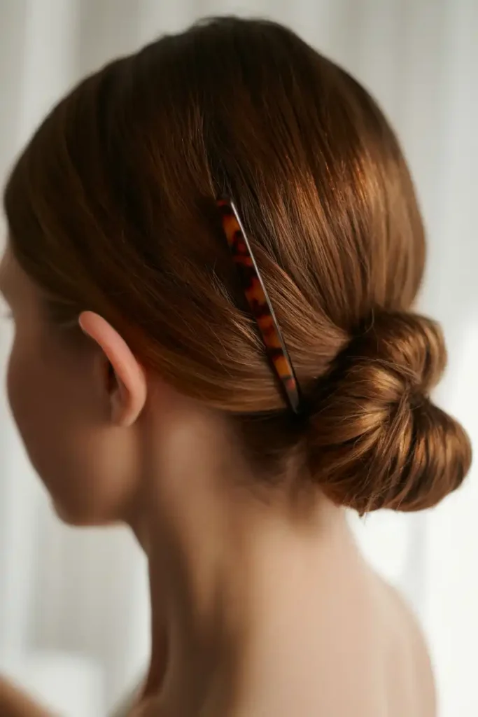 Brunette Low Bun Wedding Hairstyle With Added Depth