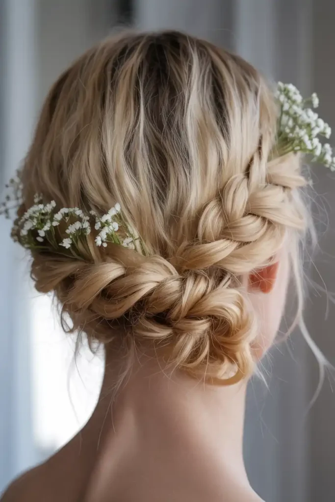 Fishtail Braid Wrapped Into a Low Knot