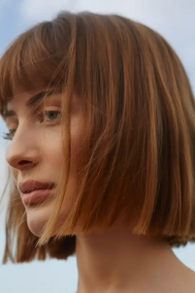French Bobs With Gentle Highlights on Brown Hair