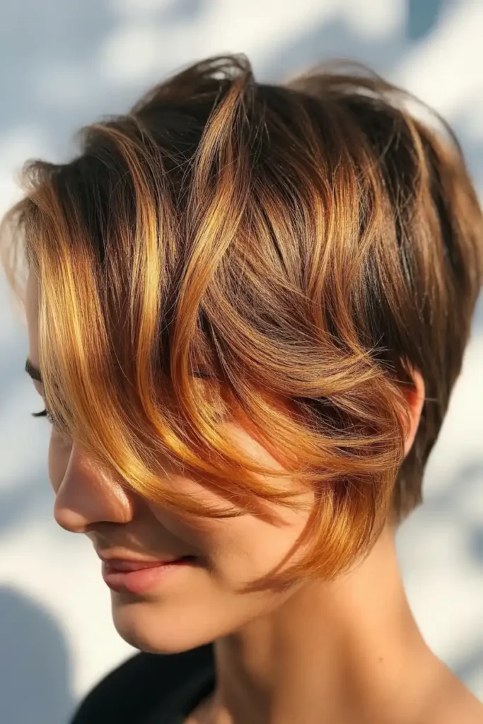 Long Pixie Cuts With Honey Brown Warmth