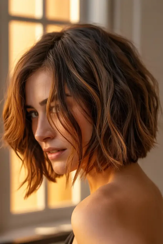 Textured Bob Loves Caramel Brown Hair