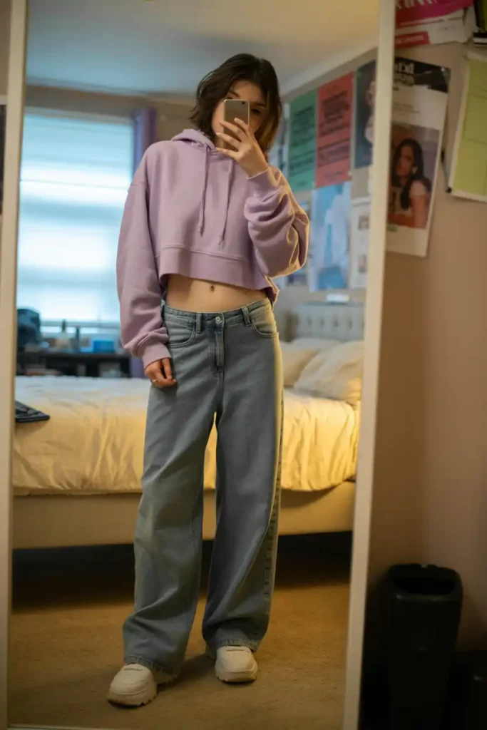 The Baggy Jeans and Cropped Hoodie Balance
