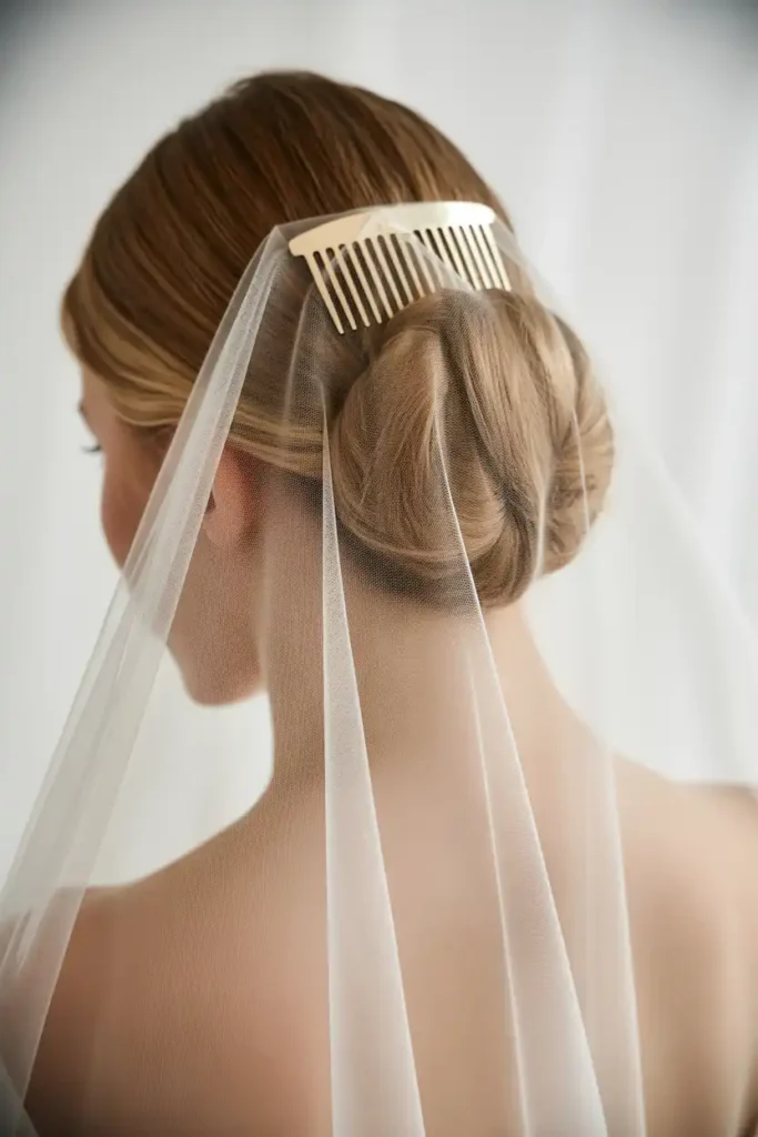 The Low Chignon That Sits Right Under a Veil
