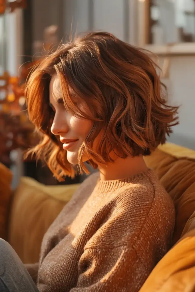 Warm Caramello Tones for Short Autumn Styles